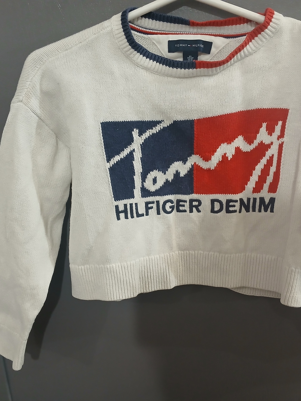 Tommy Hilfiger Denim White Logo Knit Sweater